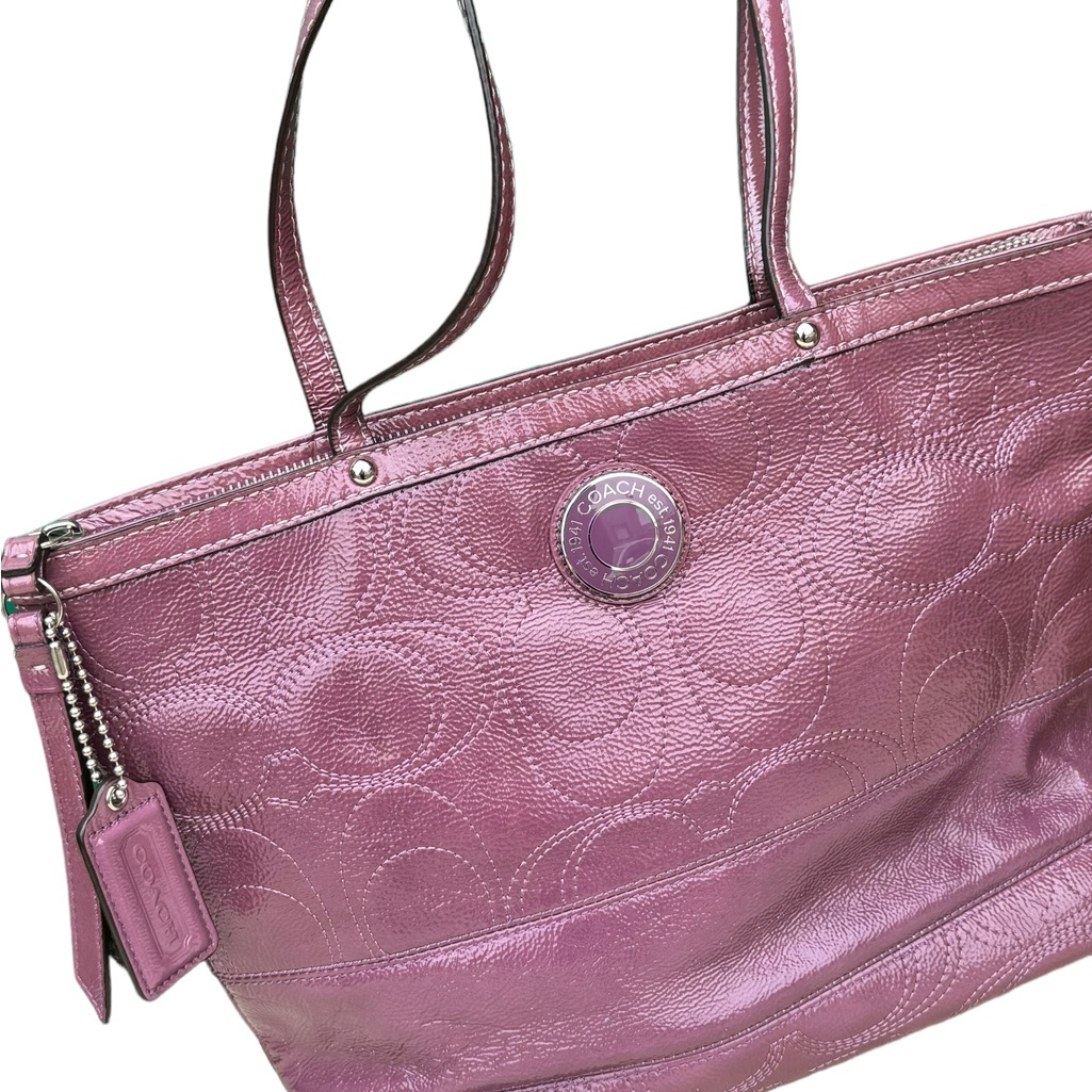 Coach Signature Purple Patent Leather Shoulder Bag Purse